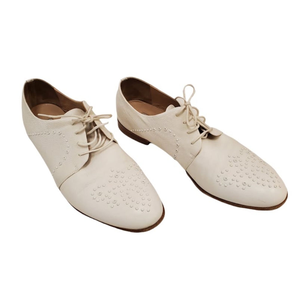 FRATELLI ROSSETTI White Leather Flats Size: 9.5